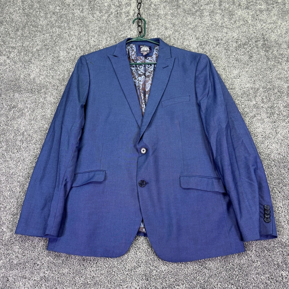 The Savile Row Company Suit Jacket Mens 44R Blue Brixton Stretch Lined Blazer